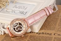 Analogowy Duże twarzy zegarki damskie Moda skóry różowy ręka wiatru mechaniczne Wrist Watch