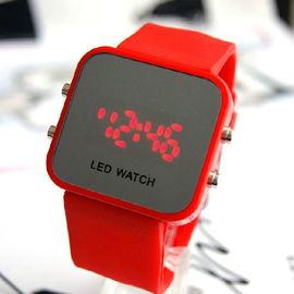 Zegarki LED 12colors lustrzany wyświetlacz cyfrowy Unisex pasek silikonowy LJX09