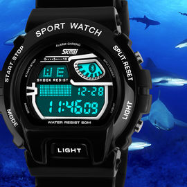 Wielofunkcyjny wyświetlacz LCD Cyfrowy Wrist Watch z paskiem PU niklu