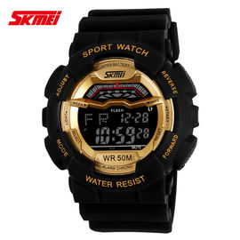 Wielofunkcyjna Unisex zegarki EL Backlight Stoper PU pasek