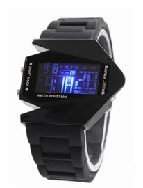 Black and White Samolot Shaped wielofunkcyjny zegarek cyfrowy, wodoodporny LED Watch