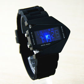 Black and White Samolot Shaped wielofunkcyjny zegarek cyfrowy, wodoodporny LED Watch