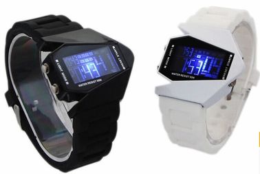 Black and White Samolot Shaped wielofunkcyjny zegarek cyfrowy, wodoodporny LED Watch
