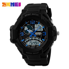Podwójny Time Zone Men Stoper Alarm, Data Analogowy kwarcowy Cyfrowy Wrist Watch