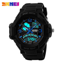 Podwójny Time Zone Men Stoper Alarm, Data Analogowy kwarcowy Cyfrowy Wrist Watch