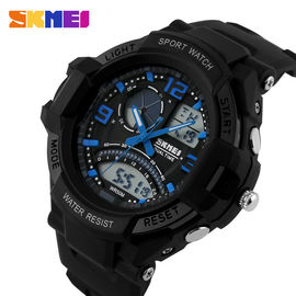 Podwójny Time Zone Men Stoper Alarm, Data Analogowy kwarcowy Cyfrowy Wrist Watch