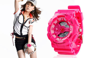 Kobiety Dual Time Sports Watch EL Backlight Z japońskiego Battery