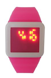 Zespoły Kid Kwadrat LED Cyfrowy Wrist Watch silikonowe AM PM Zegarek na prezent