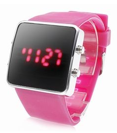 Unikalne Różowy silikonowy LED Cyfrowy Wrist Watch dla nastolatki, LED Touch Watch