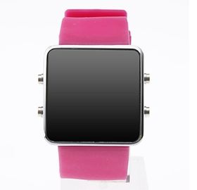 Unikalne Różowy silikonowy LED Cyfrowy Wrist Watch dla nastolatki, LED Touch Watch