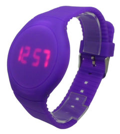 Purpurowy okrągła twarz LED Cyfrowy Wrist Watch dla kobiet z wytłoczonym logo