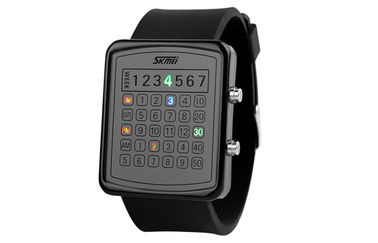 Podświetlenie LED EL Cyfrowy Wrist Watch, Kalkulator Dial Lustro zegarki