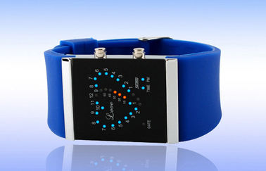 Dziewczyny LED Cyfrowy Wrist Watch, niebieski pasek silikonowy zegarki elektroniczne