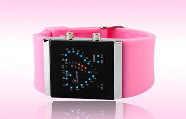 Dziewczyny LED Cyfrowy Wrist Watch, niebieski pasek silikonowy zegarki elektroniczne