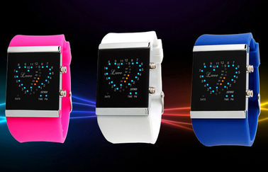Dziewczyny LED Cyfrowy Wrist Watch, niebieski pasek silikonowy zegarki elektroniczne