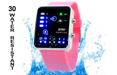 Lady wstrząsoodporny LED Cyfrowy Wrist Watch, Antymagnetyczny Binary Watch