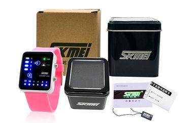 Różowy silikonowy LED Cyfrowy Wrist Watch EL Backlight zegarki binarne