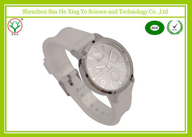 Biały Watchband 1 - 3 ATM Pasek silikonowe zegarki dla pań wytłoczonym logo
