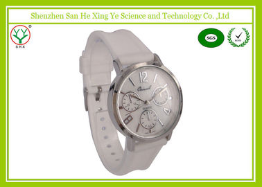 Biały Watchband 1 - 3 ATM Pasek silikonowe zegarki dla pań wytłoczonym logo