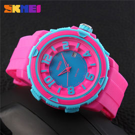 Outdoor Sport Kolorowe plastikowe kwarcowy zegarek 3 ATM Rose Red na dziewczynę