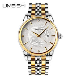 Złoty Srebrny Stal Biznes Wrist Watch, Wodoodporna Mężczyźni Vogue zegarki Biznes