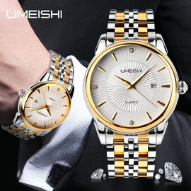 Złoty Srebrny Stal Biznes Wrist Watch, Wodoodporna Mężczyźni Vogue zegarki Biznes