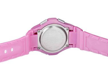 Okrągły Różowy Kobiety PU Wodoodporny zegarek sportowy z alarmem LCD Gift Zegarek
