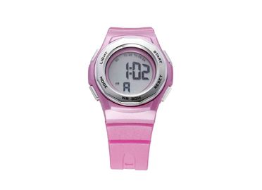 Okrągły Różowy Kobiety PU Wodoodporny zegarek sportowy z alarmem LCD Gift Zegarek