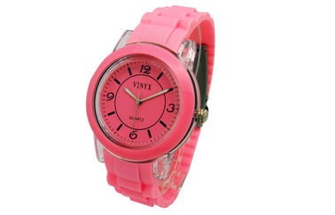 Okrągły Silicone Nadgarstek zegarek Różowy Dostosowane Zegarek Alloy Bezel