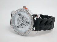 Leopard kryształ krzemu Wristband Watch Red / Black Nie powoduje korozji
