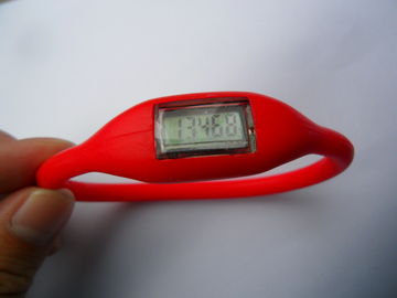 Czerwony / Purpurowy Sport Watch Silicon Krokomierz z wyświetlaczem LCD dla dziewcząt / chłopców